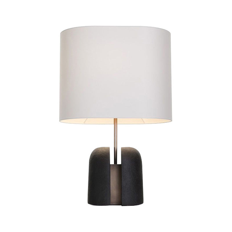Bucket Shaped Table Light Contemporary Fabric Single-Bulb Black Nightstand Lamp with Resin Base Clearhalo 'Lamps' 'Table Lamps' Lighting' 2064475