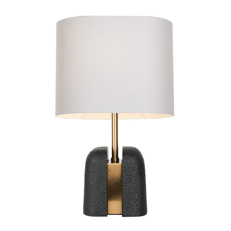 Bucket Shaped Table Light Contemporary Fabric Single-Bulb Black Nightstand Lamp with Resin Base Clearhalo 'Lamps' 'Table Lamps' Lighting' 2064477