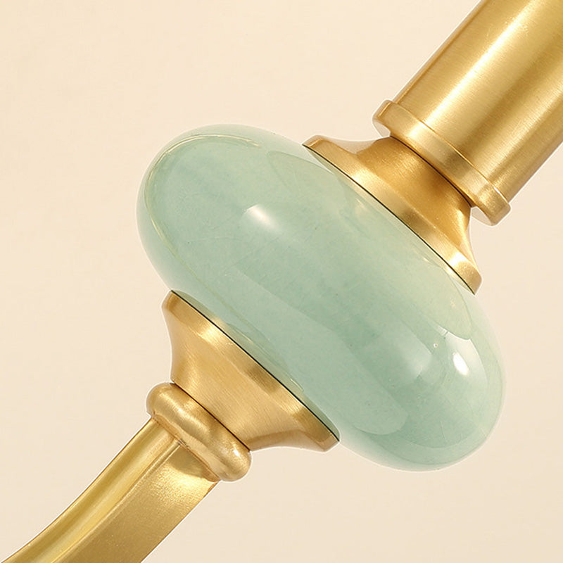 Contemporary Tapered Shape Sconce Fabric Single-Bulb Living Room Wall Light Fixture with Arc Arm in Gold Clearhalo 'Cast Iron' 'Glass' 'Industrial' 'Modern wall lights' 'Modern' 'Tiffany' 'Traditional wall lights' 'Wall Lamps & Sconces' 'Wall Lights' Lighting' 2064525