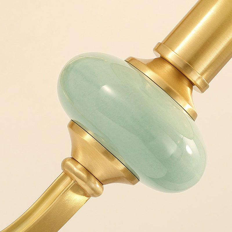 Arc Arm Wall Lighting Simplicity Metal Single Corridor Sconce Light with Cone Fabric Shade in Gold Clearhalo 'Cast Iron' 'Glass' 'Industrial' 'Modern wall lights' 'Modern' 'Tiffany' 'Traditional wall lights' 'Wall Lamps & Sconces' 'Wall Lights' Lighting' 2064531