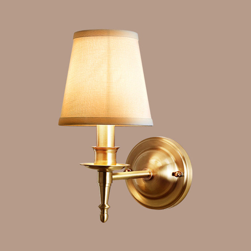 Metallic Candlestick Wall Sconce Minimalist 1 Head Wall Mounted Light in Gold for Entryway Gold A Clearhalo 'Cast Iron' 'Glass' 'Industrial' 'Modern wall lights' 'Modern' 'Tiffany' 'Traditional wall lights' 'Wall Lamps & Sconces' 'Wall Lights' Lighting' 2064535