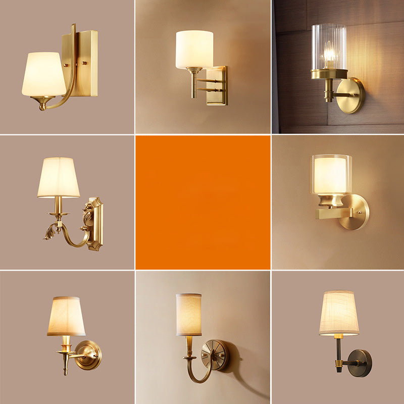 Metallic Candlestick Wall Sconce Minimalist 1 Head Wall Mounted Light in Gold for Entryway Clearhalo 'Cast Iron' 'Glass' 'Industrial' 'Modern wall lights' 'Modern' 'Tiffany' 'Traditional wall lights' 'Wall Lamps & Sconces' 'Wall Lights' Lighting' 2064536