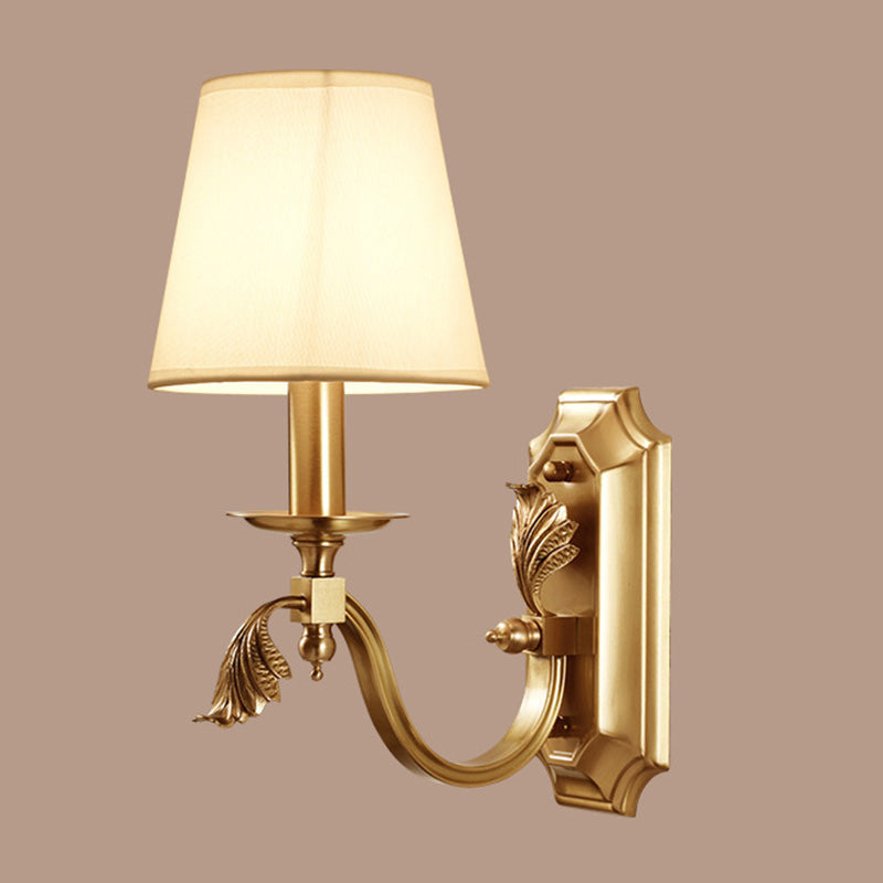 Metallic Candlestick Wall Sconce Minimalist 1 Head Wall Mounted Light in Gold for Entryway Clearhalo 'Cast Iron' 'Glass' 'Industrial' 'Modern wall lights' 'Modern' 'Tiffany' 'Traditional wall lights' 'Wall Lamps & Sconces' 'Wall Lights' Lighting' 2064540
