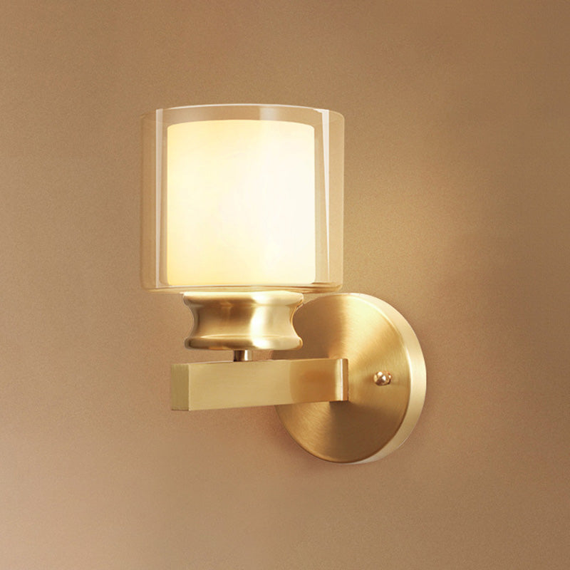 Metallic Candlestick Wall Sconce Minimalist 1 Head Wall Mounted Light in Gold for Entryway Gold D Clearhalo 'Cast Iron' 'Glass' 'Industrial' 'Modern wall lights' 'Modern' 'Tiffany' 'Traditional wall lights' 'Wall Lamps & Sconces' 'Wall Lights' Lighting' 2064541