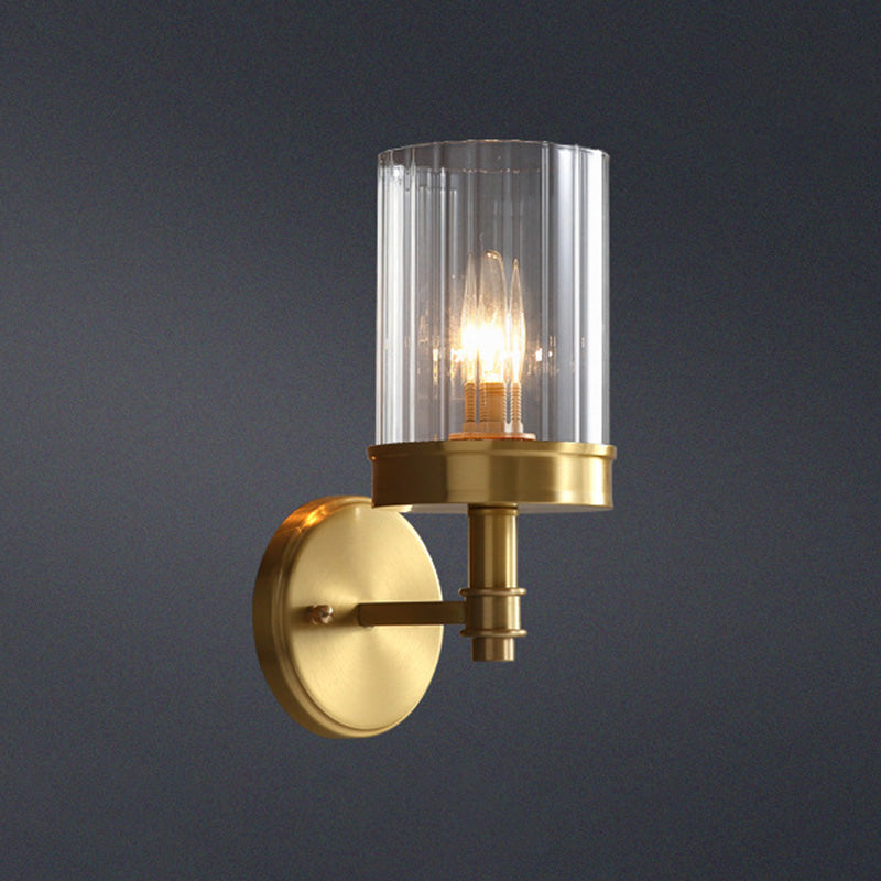 Metallic Candlestick Wall Sconce Minimalist 1 Head Wall Mounted Light in Gold for Entryway Clearhalo 'Cast Iron' 'Glass' 'Industrial' 'Modern wall lights' 'Modern' 'Tiffany' 'Traditional wall lights' 'Wall Lamps & Sconces' 'Wall Lights' Lighting' 2064544