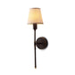1 Bulb Metallic Sconce Traditional Black Elongated Bedside Wall Light Fixture with Tapered Fabric Shade Clearhalo 'Wall Lamps & Sconces' 'Wall Lights' Lighting' 2064575
