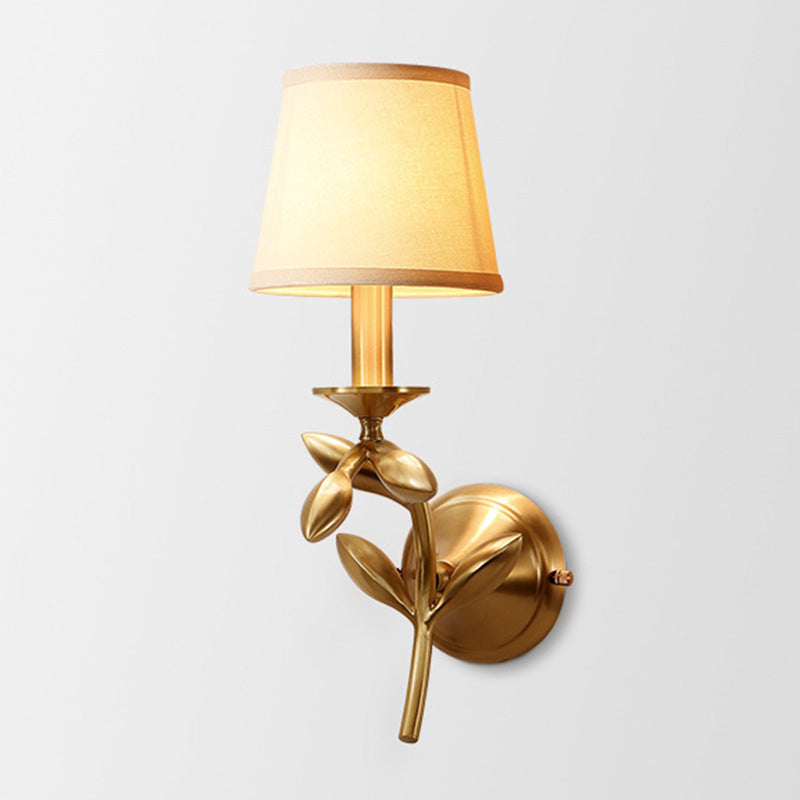 Minimalism Cone Shaped Wall Sconce Single-Bulb Fabric Wall Mounted Lighting in Gold Gold E Clearhalo 'Wall Lamps & Sconces' 'Wall Lights' Lighting' 2064590