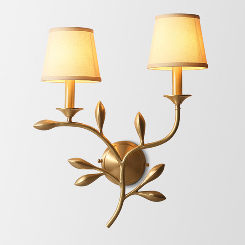 Minimalism Cone Shaped Wall Sconce Single-Bulb Fabric Wall Mounted Lighting in Gold Gold F Clearhalo 'Wall Lamps & Sconces' 'Wall Lights' Lighting' 2064591