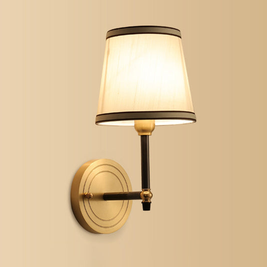 1 Head Wall Lighting Fixture Simplicity Geometric Shaped Fabric Wall Sconce Lamp in Gold Gold B Clearhalo 'Cast Iron' 'Glass' 'Industrial' 'Modern wall lights' 'Modern' 'Tiffany' 'Traditional wall lights' 'Wall Lamps & Sconces' 'Wall Lights' Lighting' 2064594