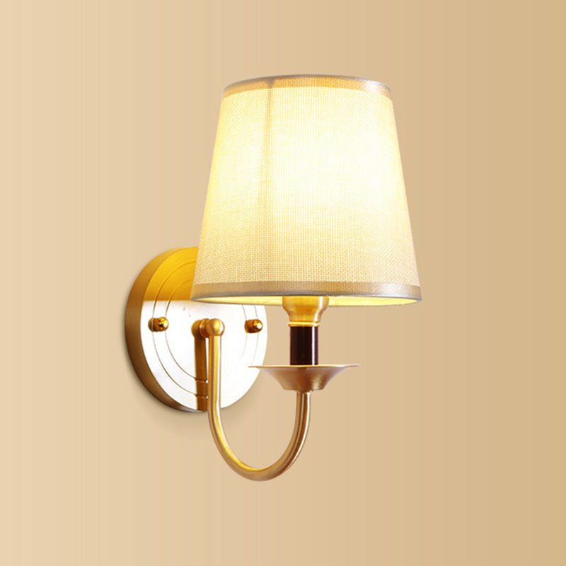 1 Head Wall Lighting Fixture Simplicity Geometric Shaped Fabric Wall Sconce Lamp in Gold Gold D Clearhalo 'Cast Iron' 'Glass' 'Industrial' 'Modern wall lights' 'Modern' 'Tiffany' 'Traditional wall lights' 'Wall Lamps & Sconces' 'Wall Lights' Lighting' 2064598