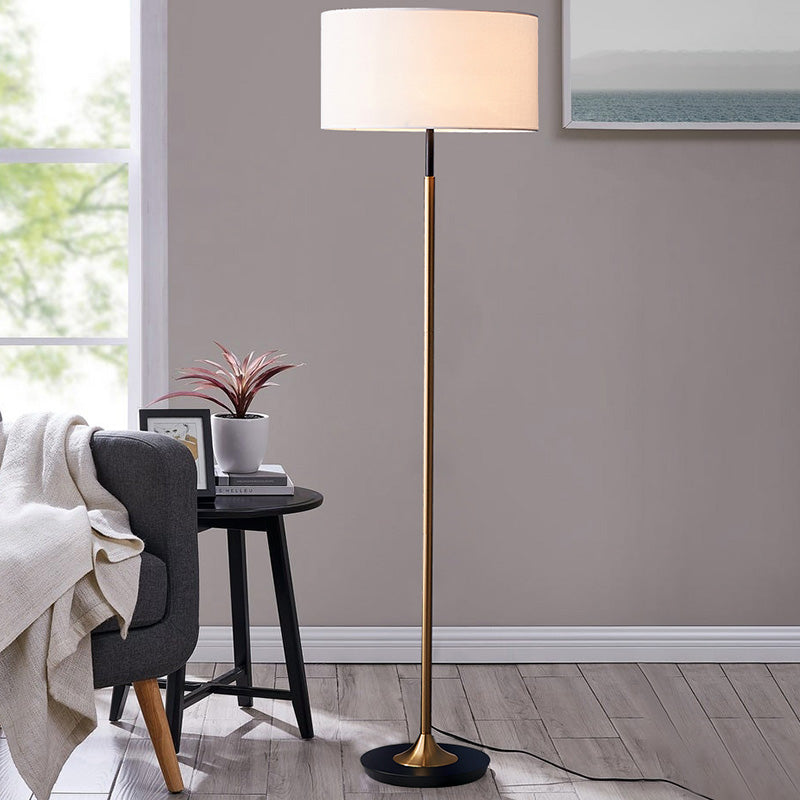 Minimalism Drum Shaped Reading Floor Light Single-Bulb Fabric Standing Floor Lamp Clearhalo 'Floor Lamps' 'Lamps' Lighting' 2064619