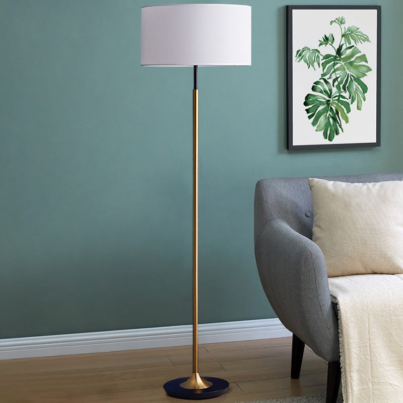 Minimalism Drum Shaped Reading Floor Light Single-Bulb Fabric Standing Floor Lamp Clearhalo 'Floor Lamps' 'Lamps' Lighting' 2064620