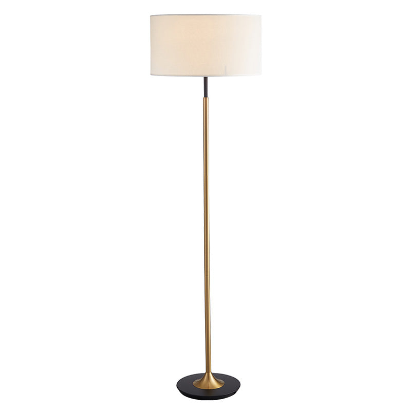 Minimalism Drum Shaped Reading Floor Light Single-Bulb Fabric Standing Floor Lamp Clearhalo 'Floor Lamps' 'Lamps' Lighting' 2064621