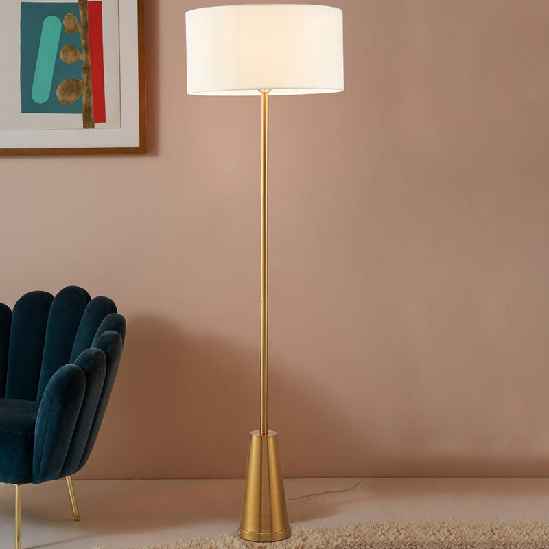 1-Light Floor Lighting Simplicity Drum Shaped Fabric Standing Lamp for Living Room Gold A Clearhalo 'Floor Lamps' 'Lamps' Lighting' 2064623