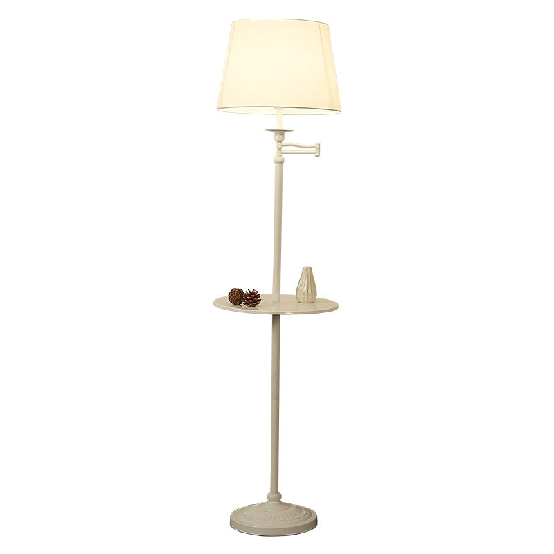 Fabric Cone Shaped Standing Light Vintage 1 Bulb Living Room Floor Lamp with Tray Clearhalo 'Floor Lamps' 'Lamps' Lighting' 2064644
