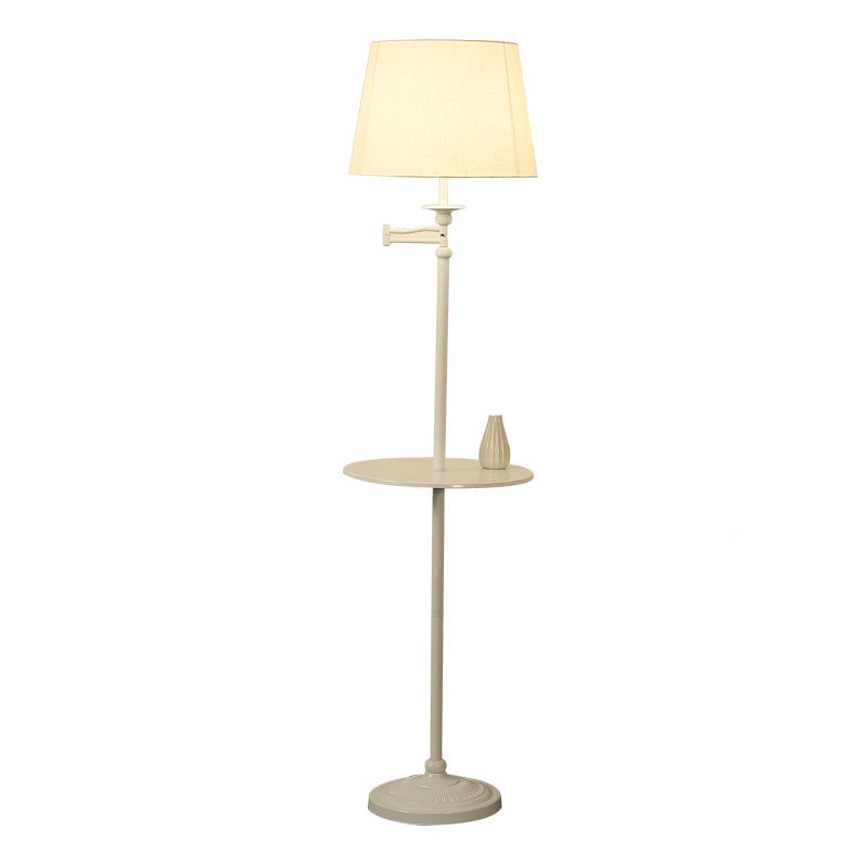 Fabric Cone Shaped Standing Light Vintage 1 Bulb Living Room Floor Lamp with Tray Clearhalo 'Floor Lamps' 'Lamps' Lighting' 2064647