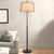 Vintage Layered Tapered Shade Floor Light Single-Bulb Fabric Standing Floor Light Black Clearhalo 'Floor Lamps' 'Lamps' Lighting' 2064652