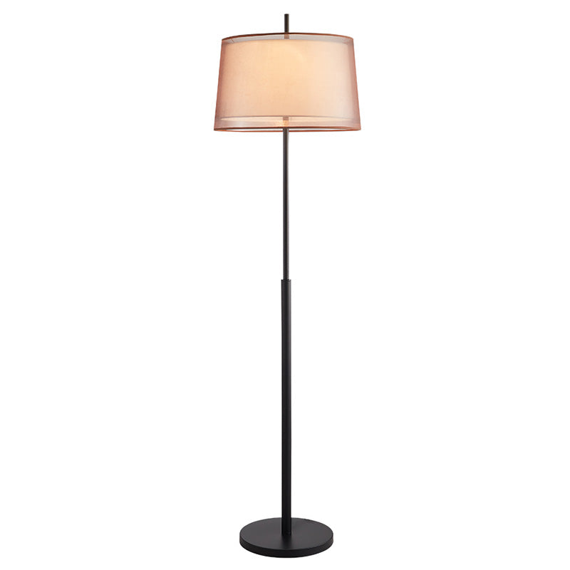 Vintage Layered Tapered Shade Floor Light Single-Bulb Fabric Standing Floor Light Clearhalo 'Floor Lamps' 'Lamps' Lighting' 2064653