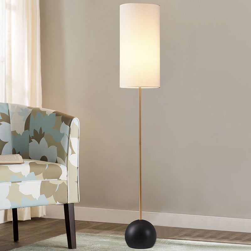 Single-Bulb Floor Light Simplicity Cylinder Shaped Fabric Standing Lamp for Living Room Clearhalo 'Floor Lamps' 'Lamps' Lighting' 2064691