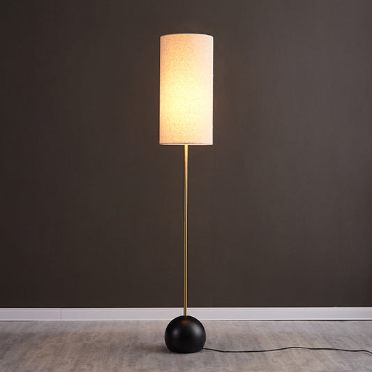 Single-Bulb Floor Light Simplicity Cylinder Shaped Fabric Standing Lamp for Living Room Flaxen Clearhalo 'Floor Lamps' 'Lamps' Lighting' 2064694