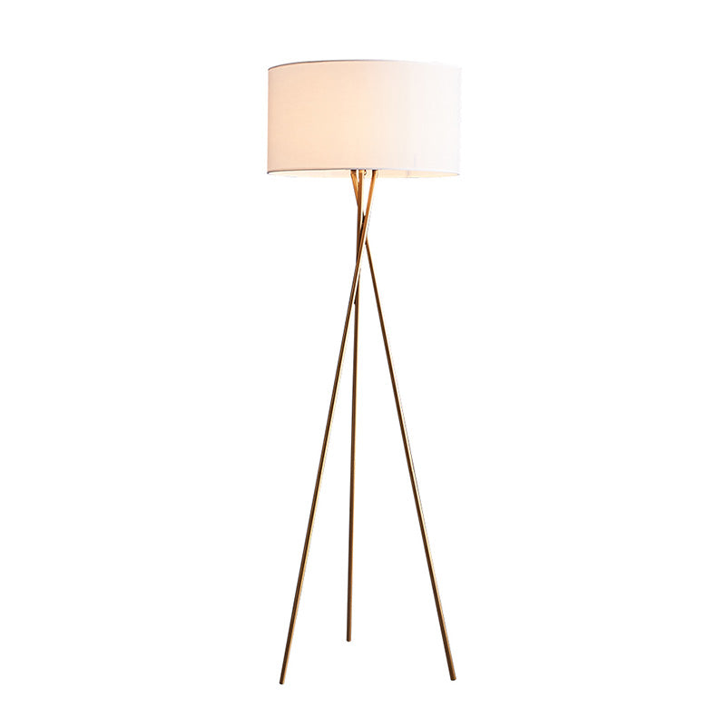 Drum Shaped Fabric Floor Lighting Minimalism Single Standing Floor Lamp with Metal Tripod Clearhalo 'Floor Lamps' 'Lamps' Lighting' 2064733