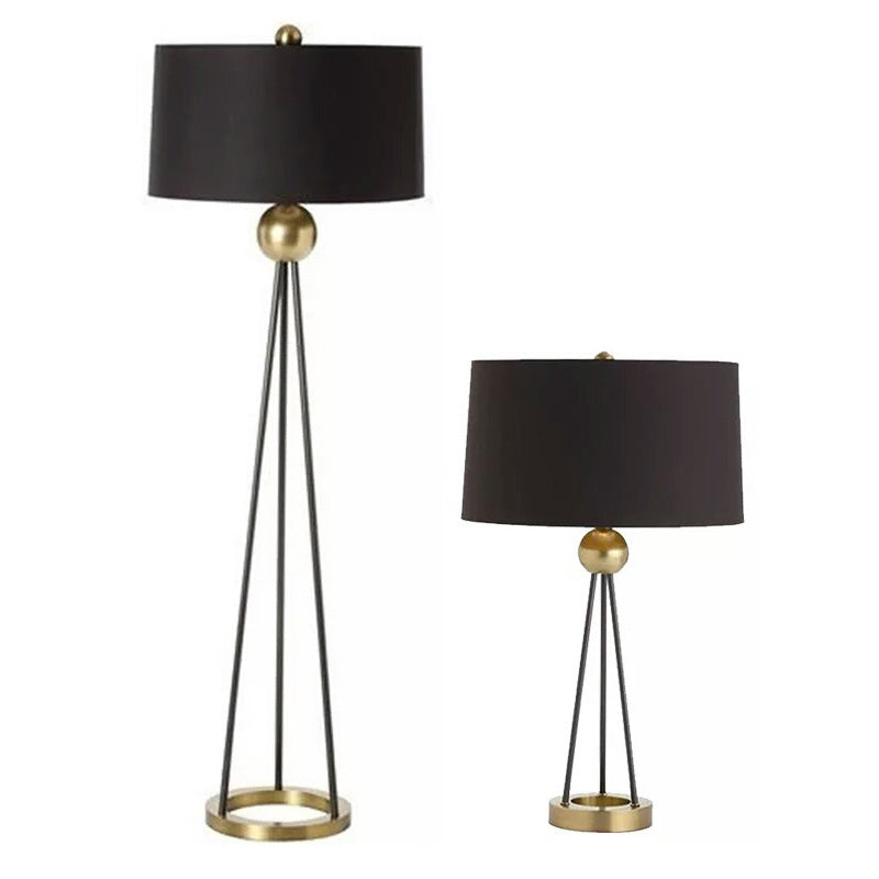 Drum Shaped Fabric Floor Lamp Contemporary 1 Head Black Standing Light with Tripod Base Clearhalo 'Floor Lamps' 'Lamps' Lighting' 2064742