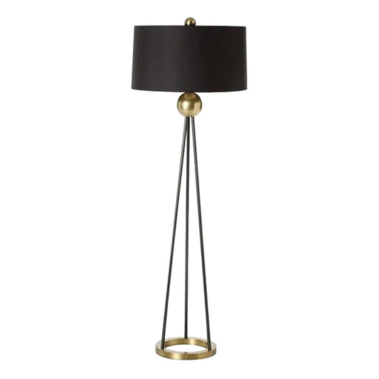 Drum Shaped Fabric Floor Lamp Contemporary 1 Head Black Standing Light with Tripod Base Clearhalo 'Floor Lamps' 'Lamps' Lighting' 2064743