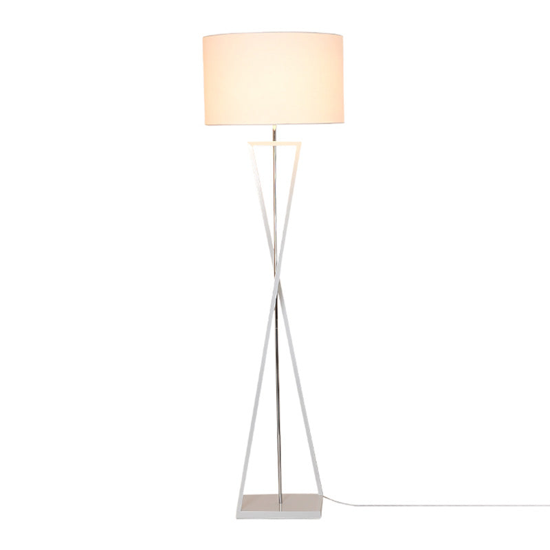 Hourglass Shaped Living Room Floor Lamp Metal Single Artistic Standing Light with Drum Fabric Shade Clearhalo 'Floor Lamps' 'Lamps' Lighting' 2064759