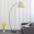 Tapered Drum Shaped Fabric Standing Light Vintage Single Living Room Arched Floor Lamp Yellow Clearhalo 'Floor Lamps' 'Lamps' Lighting' 2064785