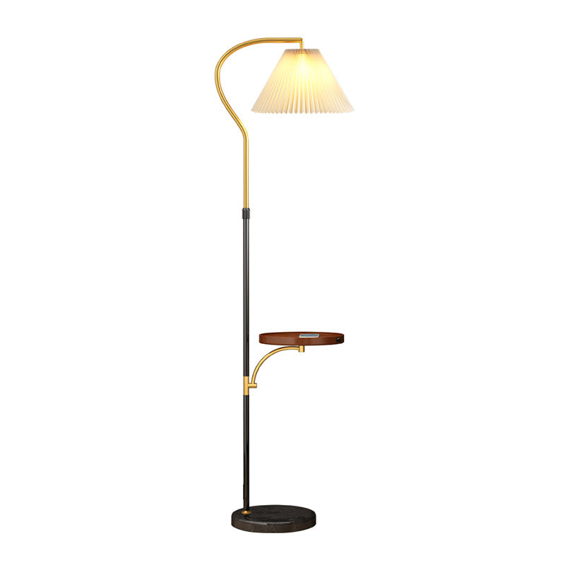 Classic Gathered Empire Shade Stand Up Lamp 1-Light Fabric Floor Lighting with Tray Clearhalo 'Floor Lamps' 'Lamps' Lighting' 2064806