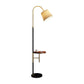 Single-Bulb Floor Lamp Traditional Tapered Shape Fabric Standing Light with Tray in Black Clearhalo 'Floor Lamps' 'Lamps' Lighting' 2064814