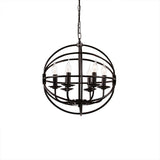 6-Light Metal Hanging Chandelier Industrial Black Candle Dining Room Pendant Light Fixture with Globe Design Clearhalo 'Cast Iron' 'Ceiling Lights' 'Chandeliers' 'Industrial Chandeliers' 'Industrial' 'Metal' 'Middle Century Chandeliers' 'Rustic Chandeliers' 'Tiffany' Lighting' 206570