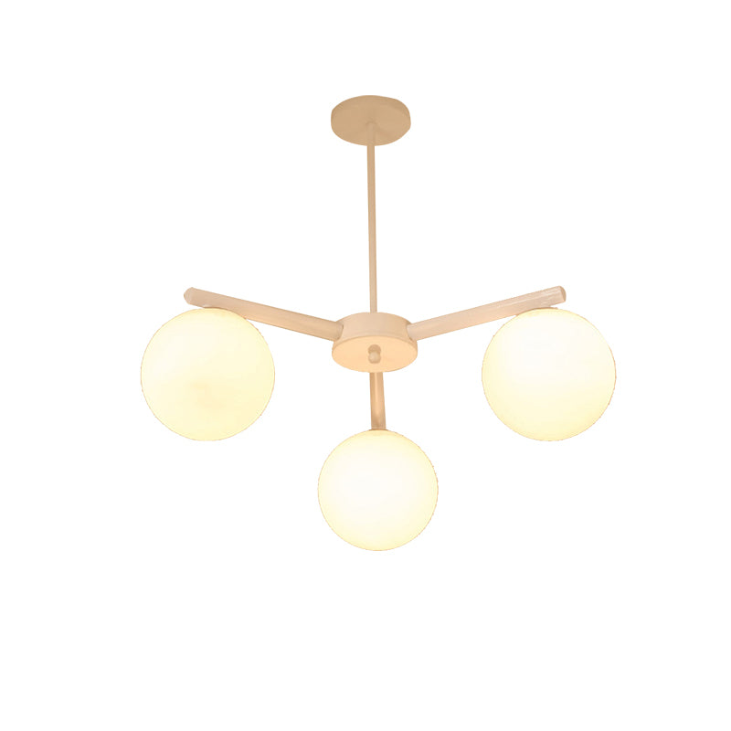 3/6/8 Light Globe Chandelier Traditional White Glass Pendant Light Fixture for Dining Room Clearhalo 'Ceiling Lights' 'Chandeliers' 'Glass shade' 'Glass' Lighting' 206628