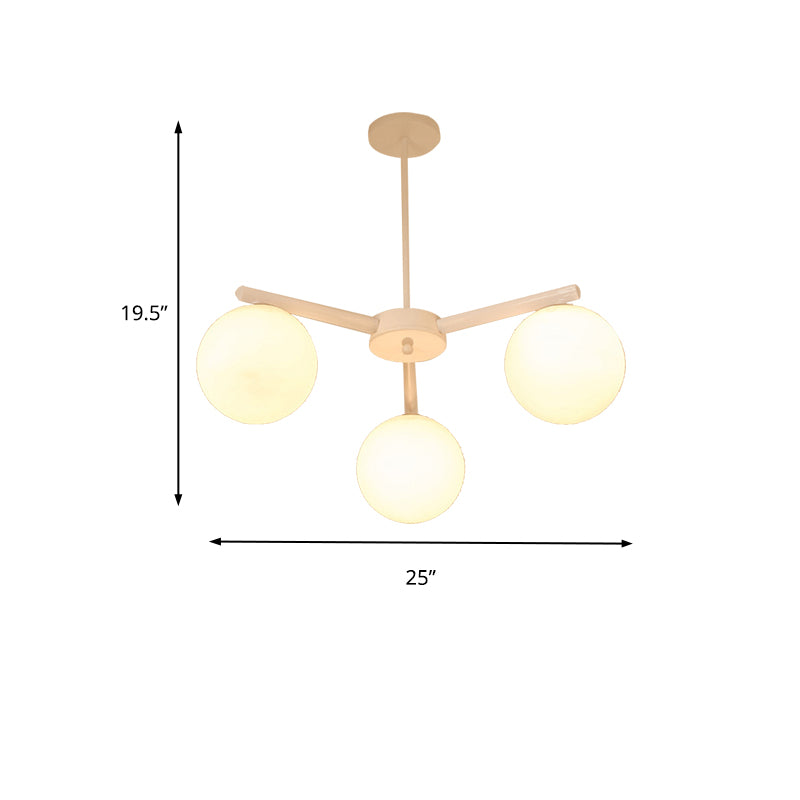 3/6/8 Light Globe Chandelier Traditional White Glass Pendant Light Fixture for Dining Room Clearhalo 'Ceiling Lights' 'Chandeliers' 'Glass shade' 'Glass' Lighting' 206629