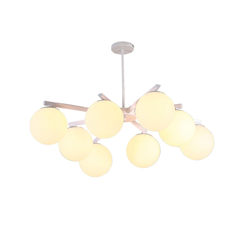 3/6/8 Light Globe Chandelier Traditional White Glass Pendant Light Fixture for Dining Room Clearhalo 'Ceiling Lights' 'Chandeliers' 'Glass shade' 'Glass' Lighting' 206632