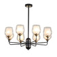 3/6/8 Lights Clear Glass Hanging Chandelier Traditional Black Cup Shape Living Room Pendant Light Fixture Clearhalo 'Ceiling Lights' 'Chandeliers' 'Glass shade' 'Glass' Lighting' 206715