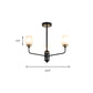 3/6/8 Lights Clear Glass Hanging Chandelier Traditional Black Cup Shape Living Room Pendant Light Fixture Clearhalo 'Ceiling Lights' 'Chandeliers' 'Glass shade' 'Glass' Lighting' 206721