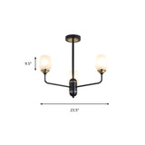 3/6/8 Lights Clear Glass Hanging Chandelier Traditional Black Cup Shape Living Room Pendant Light Fixture Clearhalo 'Ceiling Lights' 'Chandeliers' 'Glass shade' 'Glass' Lighting' 206721