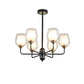 3/6/8 Lights Clear Glass Hanging Chandelier Traditional Black Cup Shape Living Room Pendant Light Fixture Clearhalo 'Ceiling Lights' 'Chandeliers' 'Glass shade' 'Glass' Lighting' 206724