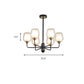 3/6/8 Lights Clear Glass Hanging Chandelier Traditional Black Cup Shape Living Room Pendant Light Fixture Clearhalo 'Ceiling Lights' 'Chandeliers' 'Glass shade' 'Glass' Lighting' 206725