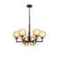 3/6/8 Lights Amber Glass Pendant Chandelier Traditional Black Bubble Bedroom Hanging Ceiling Fixture Clearhalo 'Ceiling Lights' 'Chandeliers' 'Glass shade' 'Glass' Lighting' 206758