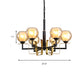 3/6/8 Lights Amber Glass Pendant Chandelier Traditional Black Bubble Bedroom Hanging Ceiling Fixture Clearhalo 'Ceiling Lights' 'Chandeliers' 'Glass shade' 'Glass' Lighting' 206759