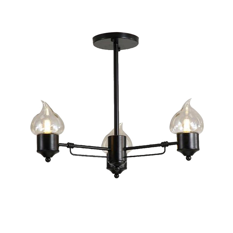 Candle Clear Glass Chandelier Lighting Traditional 3/6/8 Lights Living Room Pendant Lighting in Black Clearhalo 'Ceiling Lights' 'Chandeliers' 'Glass shade' 'Glass' Lighting' 206797