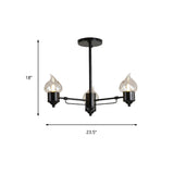 Candle Clear Glass Chandelier Lighting Traditional 3/6/8 Lights Living Room Pendant Lighting in Black Clearhalo 'Ceiling Lights' 'Chandeliers' 'Glass shade' 'Glass' Lighting' 206798