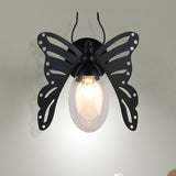 1 Light Butterfly Shaped Wall Lamp Modern Black Clear Glass Sconce Light Fixture for Bedroom Clearhalo 'Art deco wall lights' 'Cast Iron' 'Glass' 'Industrial wall lights' 'Industrial' 'Middle century wall lights' 'Modern' 'Rustic wall lights' 'Tiffany' 'Traditional wall lights' 'Wall Lamps & Sconces' 'Wall Lights' Lighting' 206829