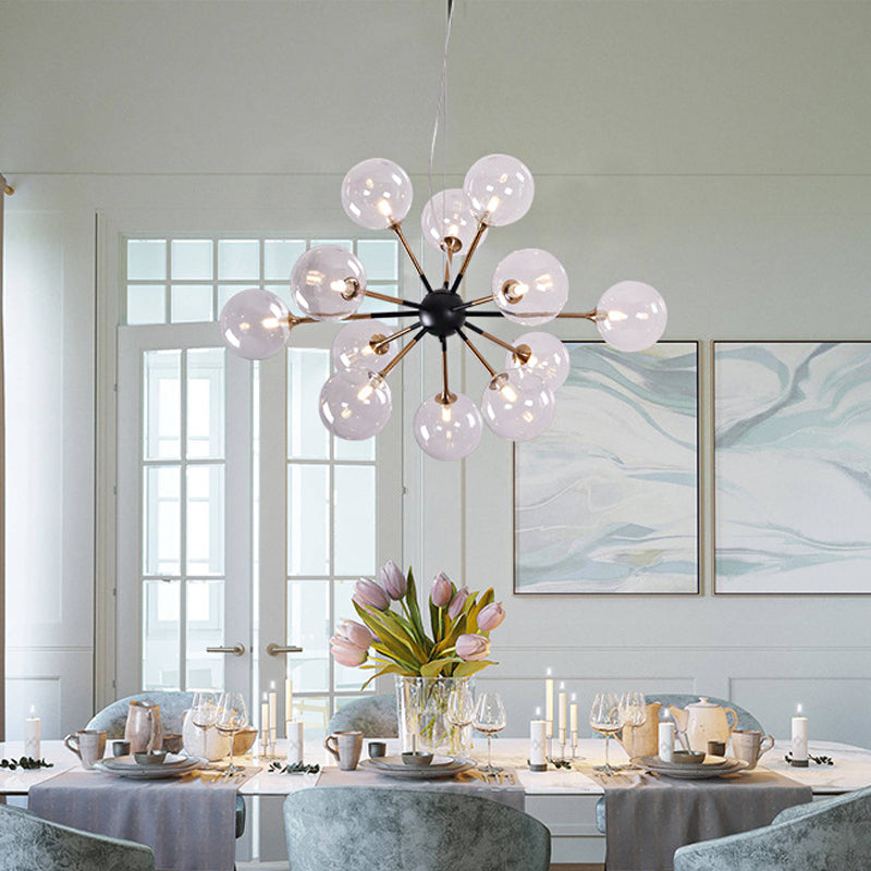 Clear Glass Sputnik Hanging Chandelier Simple Style 12 Lights Ceiling Pendant Light for Living Room Clearhalo 'Ceiling Lights' 'Chandeliers' 'Clear' 'Glass shade' 'Glass' 'Industrial' 'Modern Chandeliers' 'Modern' 'Tiffany' 'Traditional Chandeliers' Lighting' 206881