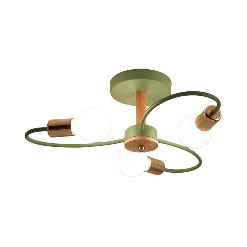 Sputnik Semi Flush Lamp Contemporary Metal 3/6/8 Lights Grey/Green Semi Flush Mount Ceiling Fixture with Curved Arm Clearhalo 'Ceiling Lights' 'Close To Ceiling Lights' 'Close to ceiling' 'Semi-flushmount' Lighting' 206918