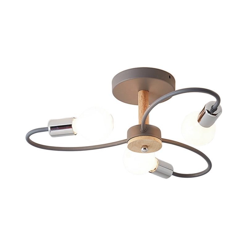 Sputnik Semi Flush Lamp Contemporary Metal 3/6/8 Lights Grey/Green Semi Flush Mount Ceiling Fixture with Curved Arm Clearhalo 'Ceiling Lights' 'Close To Ceiling Lights' 'Close to ceiling' 'Semi-flushmount' Lighting' 206927