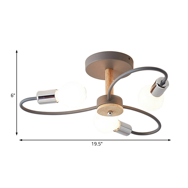 Sputnik Semi Flush Lamp Contemporary Metal 3/6/8 Lights Grey/Green Semi Flush Mount Ceiling Fixture with Curved Arm Clearhalo 'Ceiling Lights' 'Close To Ceiling Lights' 'Close to ceiling' 'Semi-flushmount' Lighting' 206928