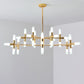 Tubular Chandelier Light Contemporary Metal 18/36 Lights Black/Gold Hanging Lamp Kit with Starburst Design 36 Gold Clearhalo 'Ceiling Lights' 'Chandeliers' 'Modern Chandeliers' 'Modern' Lighting' 206964